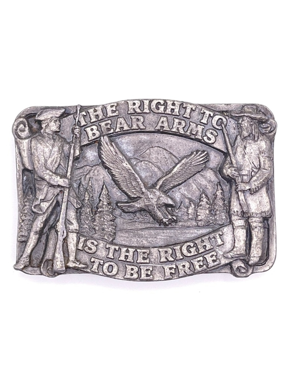 Vintage 1982 Siskiyou Buckle Co. Right to Bear Arms Belt Buckle